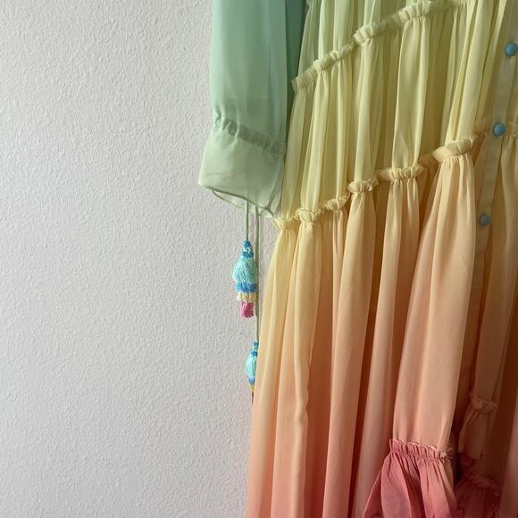 Rococo Sand‎ Ciel Dress Rainbow Gradient Stripe High Low  Size S NWT - Picture 7 of 12